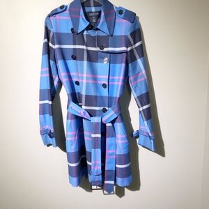 Jones New York Signature Plaid Trench Coat sz M